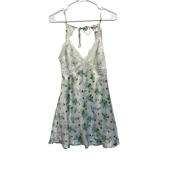 Victoria’s Secret Satin Floral Lace Slip Dress Nightie Chemise Medium Coquette - Picture 1 of 11